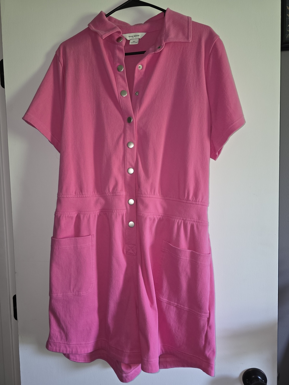 Rae Mode Pink Snap-Front Short-Sleeve Utility Romper 1x